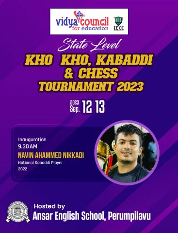 STATE LEVEL KHO KHO, KABADDI & CHESS TOURNAMENT